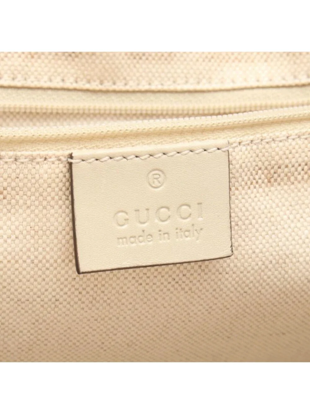 Gucci Handbag Beige Off White Canvas Leather Tote